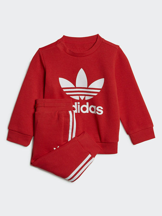 Adidas Παιδικό Σετ Φόρμας Κόκκινο 2τμχ Crew Sweatshirt