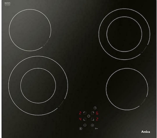 Amica DS6422B Κεραμική Εστία Αυτόνομη με Λειτουργία Κλειδώματος 57.6x51.8εκ.