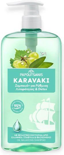 Papoutsanis Karavaki Șampon Curățare Profundă pentru Păr Gras 600ml