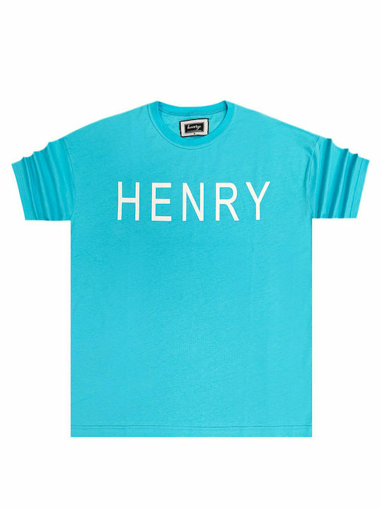 Henry Clothing Ανδρικό T-shirt Teal με Στάμπα