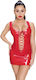 Black Level Lackiertes Kleid Rotes Leder- und Latex-Outfit