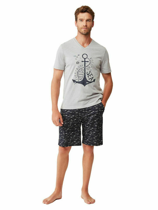 Nautica Men's Summer Pajamas Set Gray