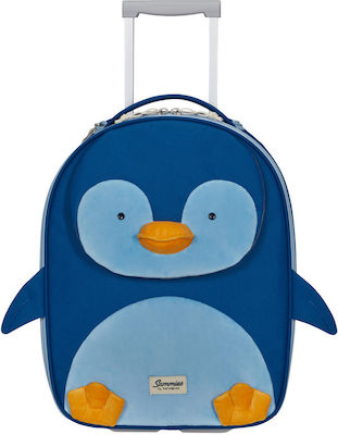 Samsonite Happy Sammies Eco Upright Children's Cabin Travel Suitcase Fabric Blue with 2 Wheels Height 46cm.