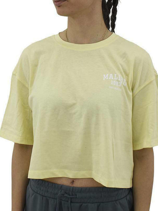 Only Women's Summer Crop Top Cotton Short Sleeve Yellow