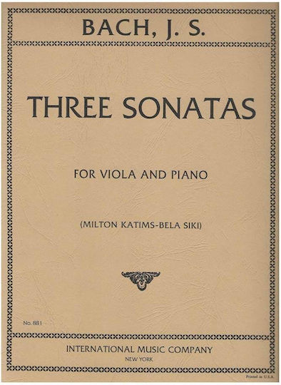 International Music Company J.S.Bach - Three Sonatas Sheet Music for Viola / Piano