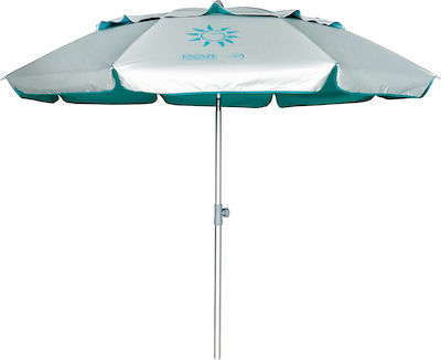 Escape Foldable Beach Umbrella Aluminum Turquoise Diameter 2m with UV Protection and Air Vent Light Blue