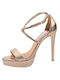 Guy Laroche Platform Leather Women's Sandals Bronze with Thin High Heel