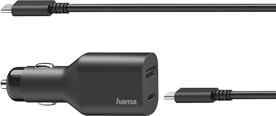 HAMA Φορτιστής Αυτοκινήτου 70W με μία Θύρα: 1xUSB-A μαζί με Καλώδιο Type-C Μαύρο Χρώμα
