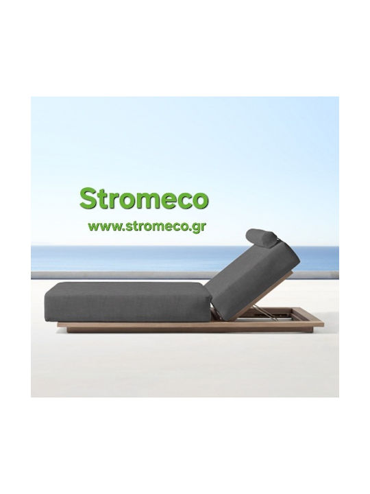 Sunbed Single Zizel Wooden with Cushion Grey 20...