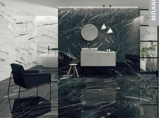Apricot Marquina Плочка За под На закрито Порцеланов Сияен 120x60см Черен