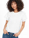 Only Women's Summer Blouse Short Sleeve White