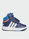 -Reifen Hoops Mid Kinder Sportschuhe Basketball mit Bügel- und Schleifenverschluss Dark Blue / Blue Rush / Turbo