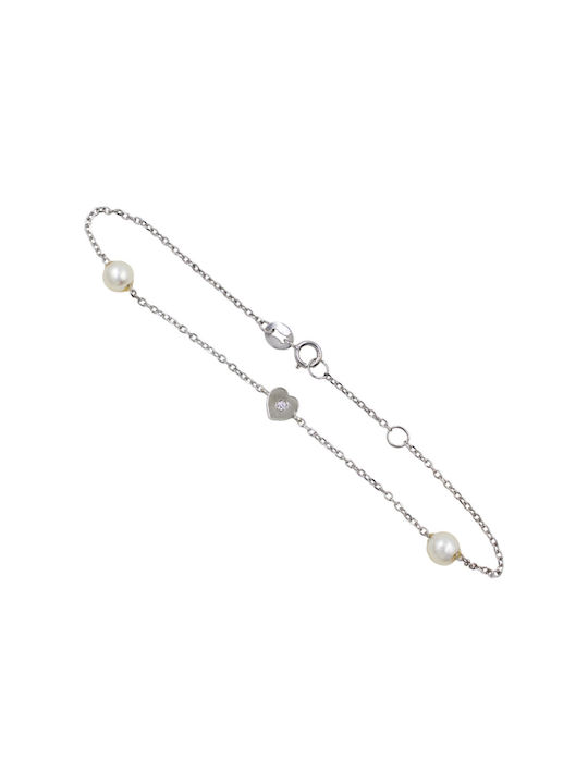 9K White Gold Bracelet with Pearls - BR1130