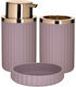 Click Badezimmer-Accessoire-Set Kunststoff Ροζ-Ροζ Χρυσό 3Stück