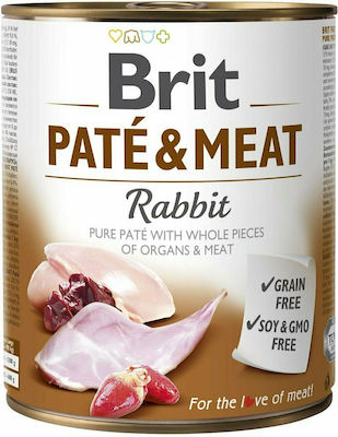 Brit Paté & Meat Canned Grain Free Wet Dog Food with Rabbit 1 x 800gr