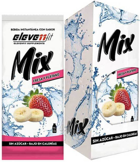 Eleven Fit Mix Energy Drink Μπανάνα-Φράουλα σε Σκόνη Χωρίς Ανθρακικό & Ζάχαρη 12x9gr