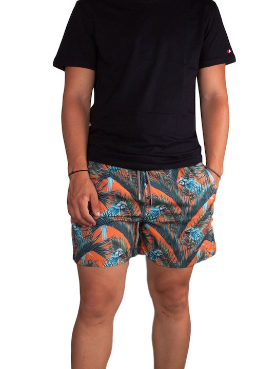 Panda Clothing Parrots Men's Swimwear Printed Shorts Orange