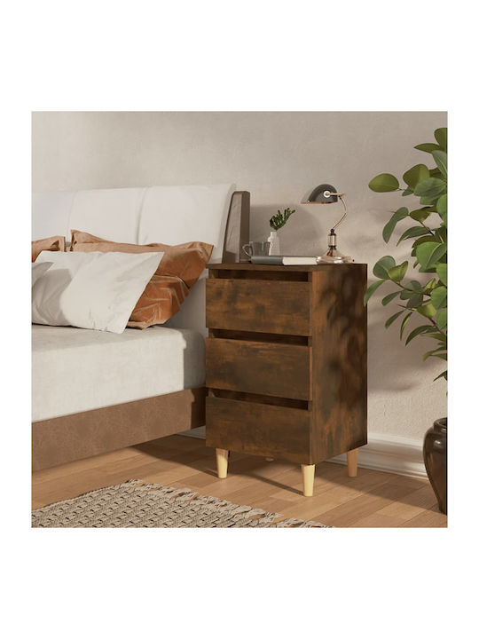 Wooden Bedside Tables 2pcs Καπνιστή Δρυς 40x35x69cm