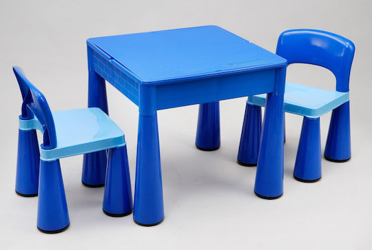 Kids Table and Chairs Set made of Plastic Blue Playcity