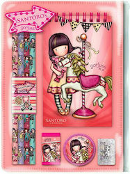 Santoro Carousel Kids Stationery Set with Pencil, Sharpener, Eraser, Notepad and Pencil Case