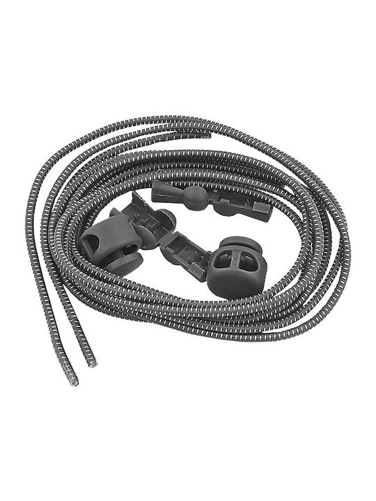 Shoelaces Elastic Gray 2pcs 100cm Elastic Shoelaces with Stop Dark Grey