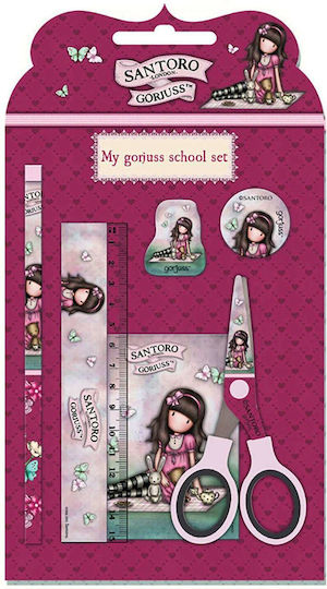 Santoro Kids Stationery Set with Pencil, Sharpener, Eraser, Notepad and Ruler 6pcs