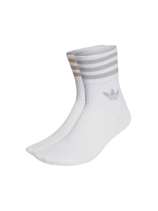 Adidas Αθλητικές Κάλτσες Λευκές 2 Ζεύγη