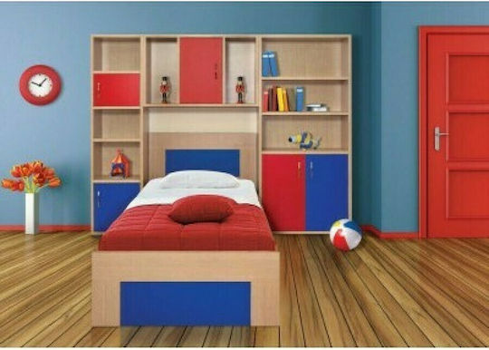 Σετ Παιδικού Δωματίου Mehrfarbig Natürlich 4Stück mit Bett für Matratze 90x190cm