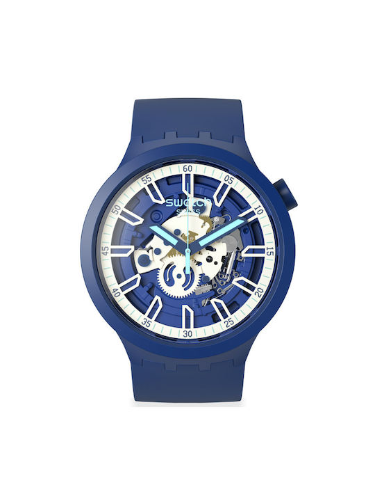 Swatch Watch Battery with Blue Rubber Strap