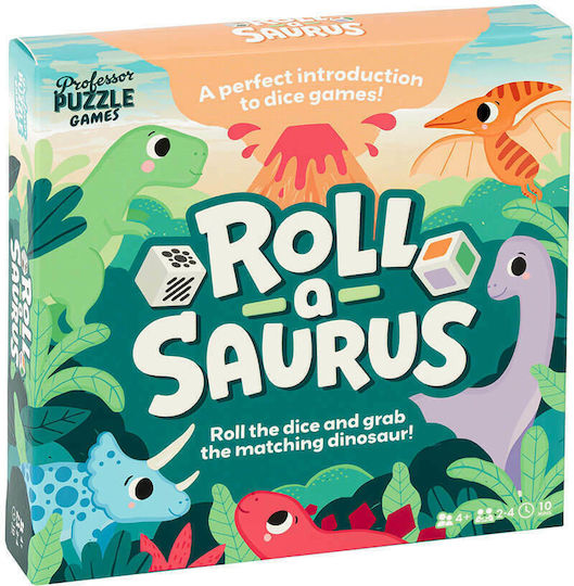 Board Game Roll A Saurus for 2-4 Players 4+ Years Old Professor Puzzle