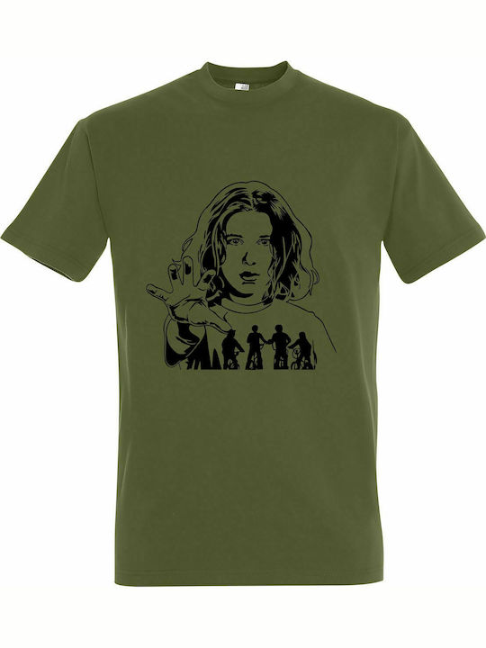T-shirt Unisex, " Stranger Things, Eleven And Her Friends ", Light Army