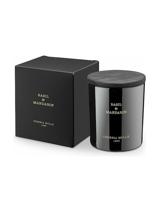 Cereria Molla Scented Candle Jar with Scent Basil & Mandarin Black 230gr 1pcs