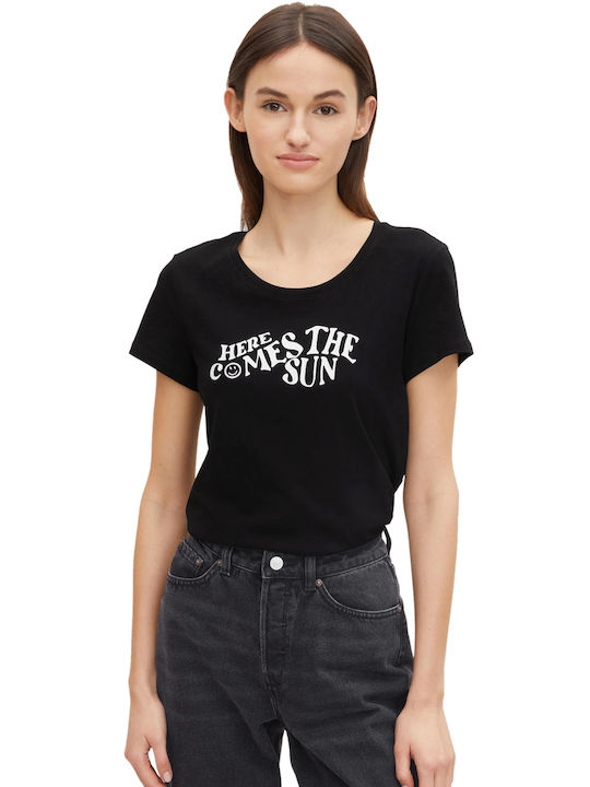 Tom Tailor Γυναικείο T-shirt Μαύρο με Στάμπα