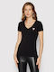 Guess Women's T-shirt with V Neck Black