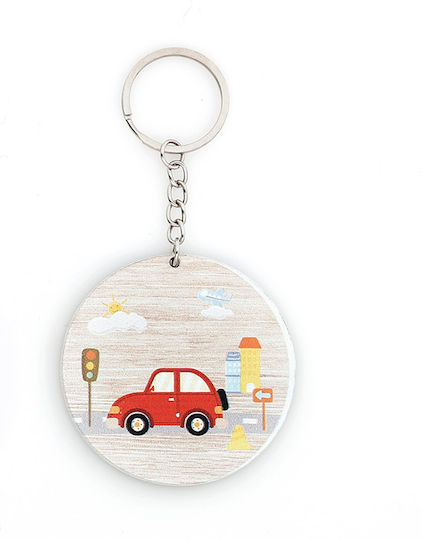 Taufgeschenk mit Schlüsselanhänger Auto aus Holz 24cm