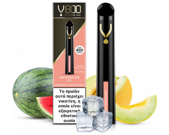 Dinner Lady V800 Ηλεκτρονικό Τσιγάρο μιας Χρήσης 800 Εισπνοών Watermelon Ice 2ml 20mg Μαύρο
