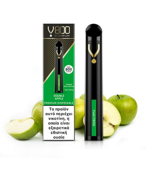 Dinner Lady V800 Einweg-E-Zigarette 800 Einweg-E-Zigaretten Double Apple 2ml 20mg Schwarz