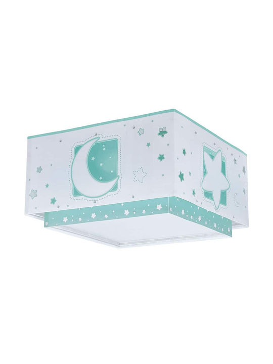 Ango Moonlight O singură lumină Lumină de tavan pentru copii Lampă de tavan din plastic 15W cu suport pentru bec E27 Verde 30x16cm