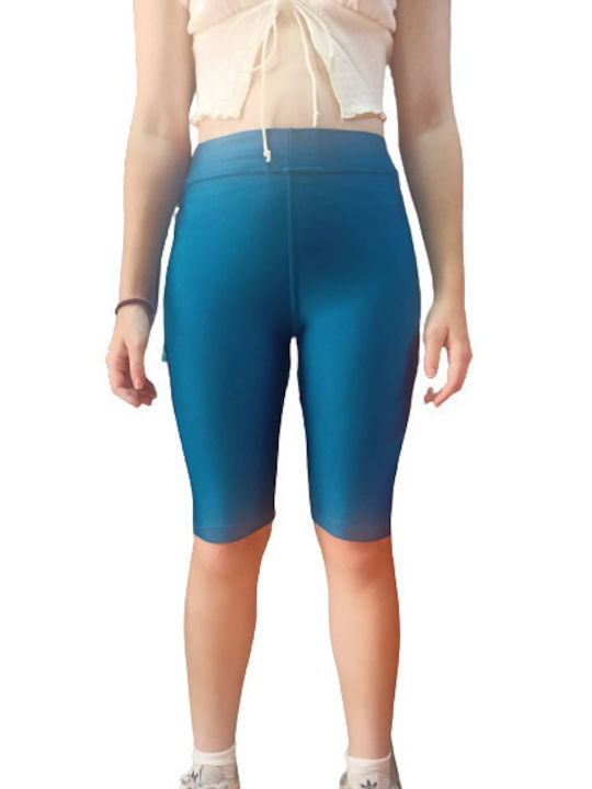 Bodymove Ausbildung Frauen Fahrrad Leggings Glänzend & Hochgeschnitten Petrol