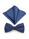 Legend Accessories Silk Bow Tie Set with Pochette Navy Blue Legend