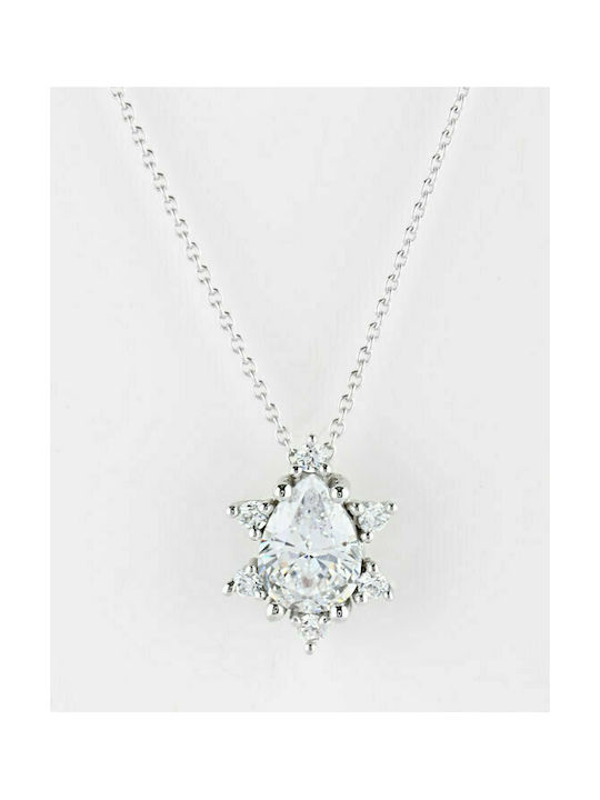 Fa Cad'oro Necklace from White Gold 14K with Zircon