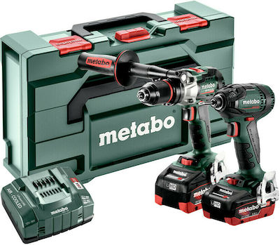 Metabo 2.1.15 Σετ Κρουστικό Δραπανοκατσάβιδο & Παλμικό Κατσαβίδι 18V με 2 Μπαταρίες 5.5Ah και Θήκη