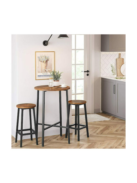 Stool Bar Metallic Black 2pcs 32x32x65cm