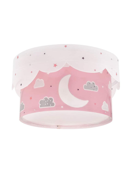 Ango Moon Single Bulb Kids Lighting Ceiling Light of Plastic 15W with Drive Size E27 In Pink Colour 33x21.5cm