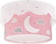 Ango Moon Single Bulb Kids Lighting Ceiling Light of Plastic 15W with Drive Size E27 In Pink Colour 33x21.5cm