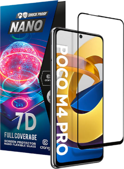Crong Crong 7D Nano Flexible Glass - Fullface Αντιχαρακτικό Υβριδικό Γυαλί Οθόνης Μαύρο (Poco M4 Pro 5G)