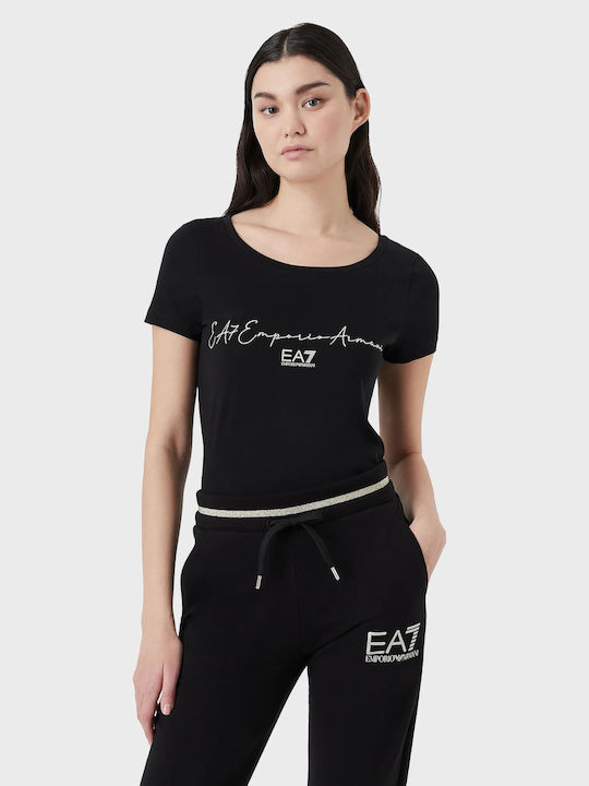 Emporio Armani Γυναικείο T-shirt Μαύρο με Στάμπα
