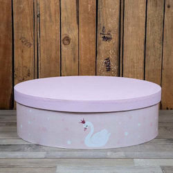 TAUFSCHACHTEL OVAL 53X40X17CM RUND ROSA