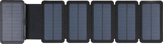 Sandberg Solar 6 Panel Ηλιακό Power Bank 20000mAh 7.5W με 2 Θύρες USB-A και Θύρα USB-C Μαύρο