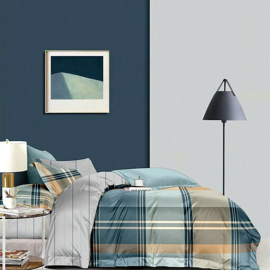 Viopros Set Queen 4pcs 160x200+25cm with Elastic Emma Petrol Viopros Set Queen 4pcs 160x200+25cm with Elastic Emma Petrol